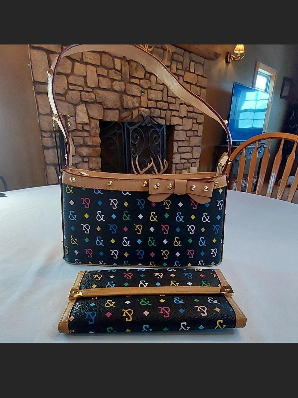 Giovanni Vallenzio Vintage Y2K Rainbow Monogram Handbag & Wallet